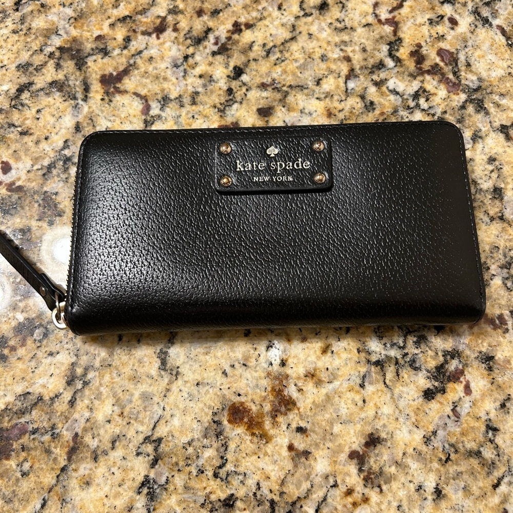 Kate Spade Black Pebbled Leather Wristlet